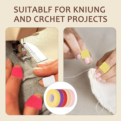 5 PCS Thimble Tape for Hand Sewing, Adjustable Sewing Thimble Finger Protector - Image 3