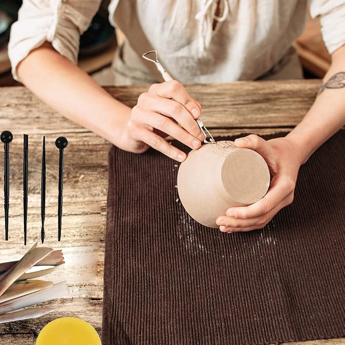 Pottery Clay Sculpting Tools for Polymer, Yagugu 19Pcs Basic Wood Ceramics - Image 6