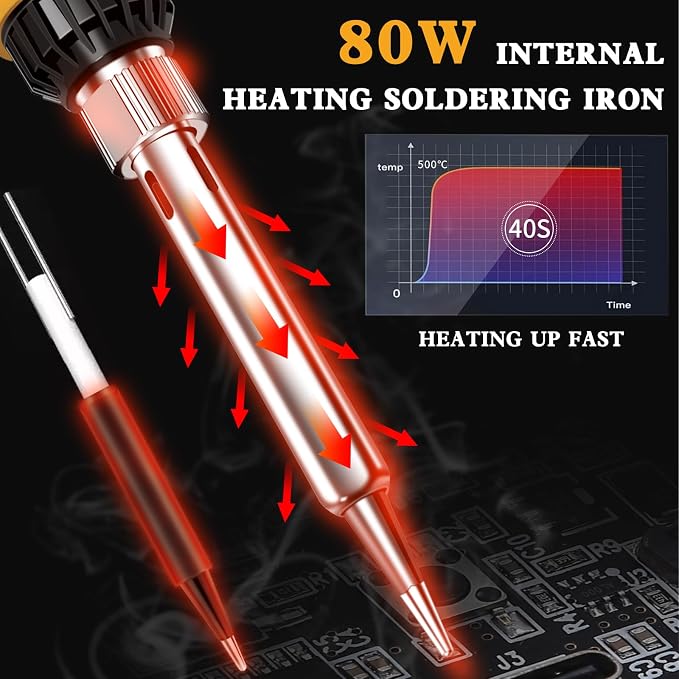 Soldering Iron Kit, 80W LED Display Adjustable Temperature Soldering Iron Kit - Image 2
