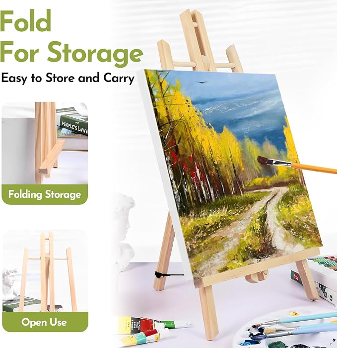 Conda 2 Pack 17 Inch Wooden Tabletop Easel Stand, A-Frame Art Painting Easel - Image 6