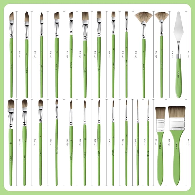 Paint Brushes Set of 25 Pieces Wooden Handles Brushes，Professional Artist Series - Image 4