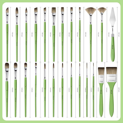 Paint Brushes Set of 25 Pieces Wooden Handles Brushes，Professional Artist Series - Image 4