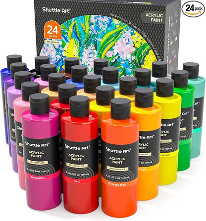 Shuttle Art Acrylic Paint, 24 Colors Acrylic Paint Bottle Set, 250ml/8.45oz Each by ShuttleArt
