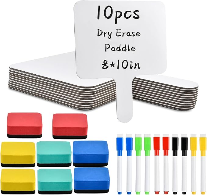10 Pcs Dry Erase Answer Paddle, 10 x 8 Inch Auction Paddles by Unknown