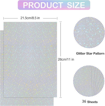 36 Sheets Holographic Sticker Paper Transparent Holographic Laminate Sheets - Image 2