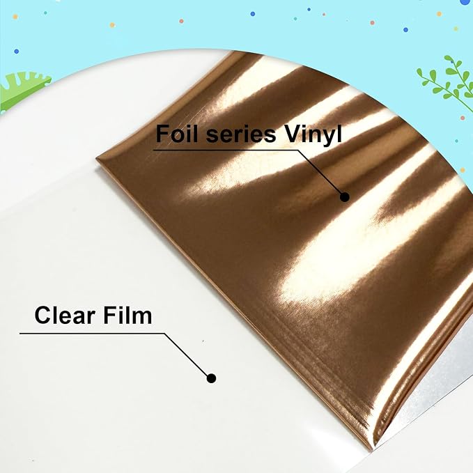 Heat Transfer Vinyl Metallic Rose Gold Foil 12"*6Ft Bundle Chrome HTV Pack in - Image 3