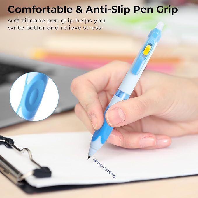 M&G 6 Pcs Retractable Erasable Gel Pens, 0.5 mm Blue Ink Gel Pen, Extra Fine - Image 4