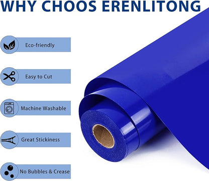 RENLITONG Blue Iron on Vinyl 12Inch by 50ft Roll HTV Heat Transfer Vinyl - Image 2