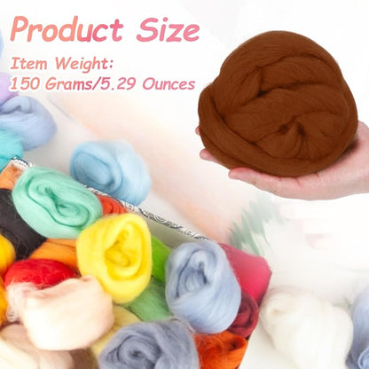 PATIKIL Wool Roving Yarn, 150G/5.3OZ Soft Felting Wool Pure Chunky Roving Yarn - Image 2