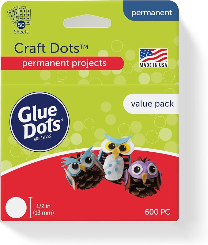 Glue Dots, Craft Dots Value Pack, Double-Sided, .5 Inch, 600 Dots, DIY Craft by GlueDots