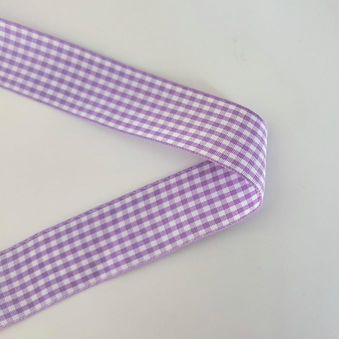 Purple and White Woven Edge Plaid Ribbon 100% Polyester Gingham Ribbon 25 Yards - Image 8