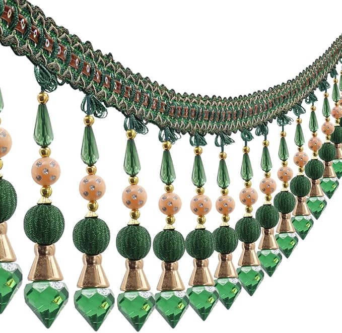 3yards Beading Fringe Trimming Long Beads Tassel Curtain Trim Ribbon Trim by EMDOMO