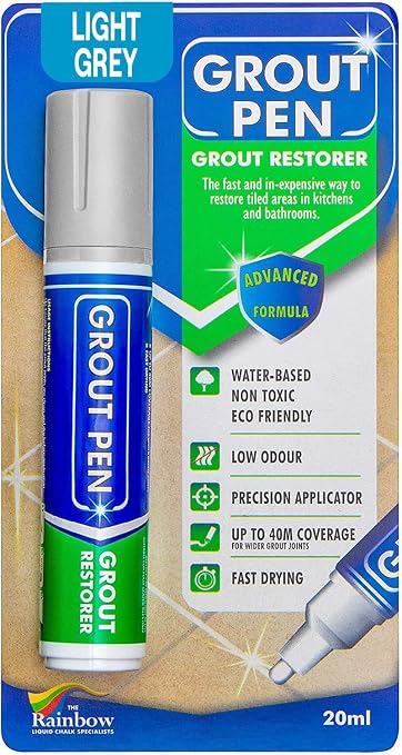 Grout Pen Light Grey Tile Paint Marker: Waterproof Grout Paint, Tile Grout by RainbowChalkMarkers