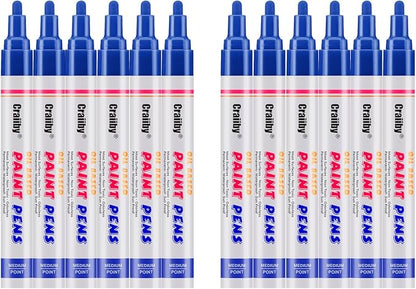 Blue Paint Markers, 12 Pack Oil-Based Waterproof Quick Dry Permanent Paint Pen by Craiiby