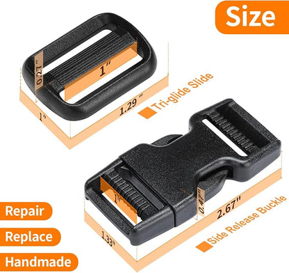 Buckles and Straps Set 1": 6 Yards of Thick Nylon Webbing, 12 Tri-Glide Slide - Image 5