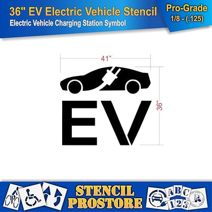 Pavement Stencils - 36 in - Electric Vehicle Silhouette - 35'' x 41'' x 1/8" - - Image 2