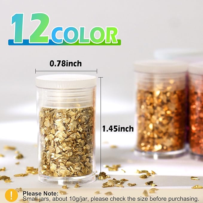 Matio 12 Colors Crushed Glass Irregular Glitter, 4.23oz/ 120g Crushed Broken - Image 2