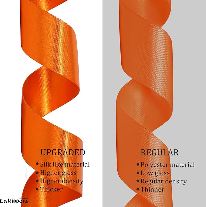 LaRibbons Orange Satin Ribbon 1 Inch 50 Yards Luxury Double Faced Russet Orange - Image 9