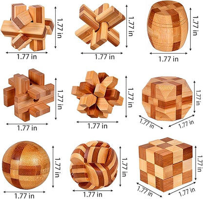 18 Pack Wooden Brain Teaser Puzzles Stress Relief Toys Wooden Burr Puzzles - Image 6