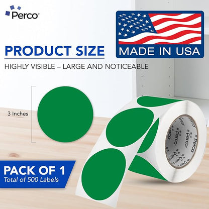 Perco Green 3-Inch Round Circle Dot Sticker Labels - Image 2