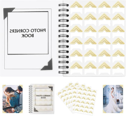 GOONAVI 10 Sheets 240 PCS Shiny Gold Acid-Free Photo Corners Notebook, by GOONAVI