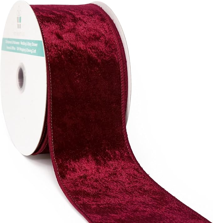 Wine Velvet Ribbon 2.5 Inch x 10 Yards by CTCRAFTLLC