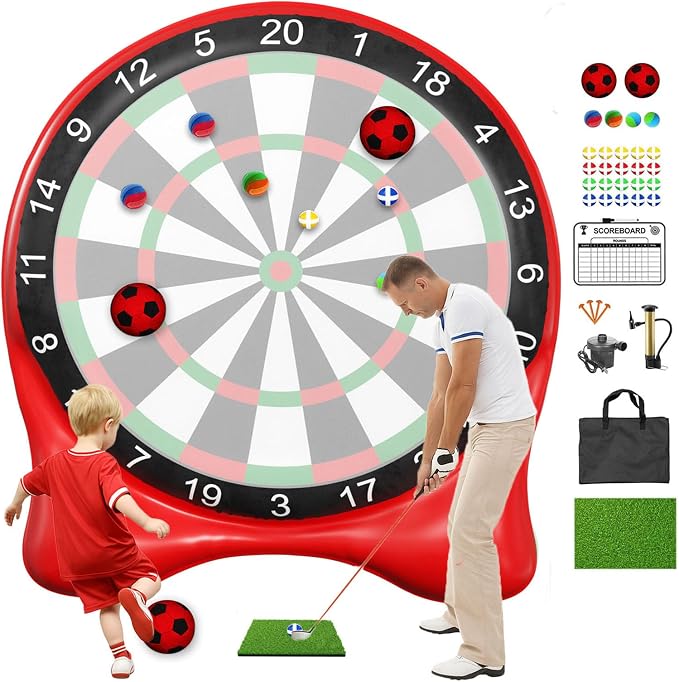 Inflatable Soccer Dart Board, Giant Kick Darts, Indoor Outdoor Lawn Yard Games by whifee