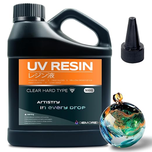 UV Resin 500g, Upgrade UV Resin Kit, Low Odor Crystal Clear Epoxy, Fast Cure by Demorex