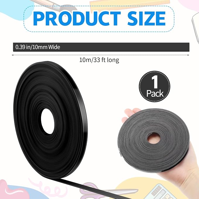 Magnetic Tape Roll Thin Strips, 0.39 Inch x 33 Feet Magnetic Board Dividers - Image 2
