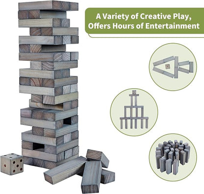 ApudArmis 54 PCS Tumble Timber Set Up to 3.2FT, Pine Wooden Tumble Tower Game - Image 7