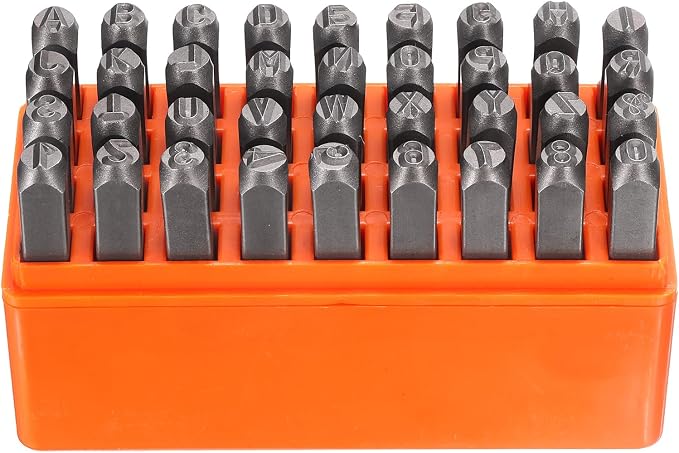 HARFINGTON 36pcs Metal Stamping Kit 1/4" Steel Uppercase Letter and Number by HARFINGTON