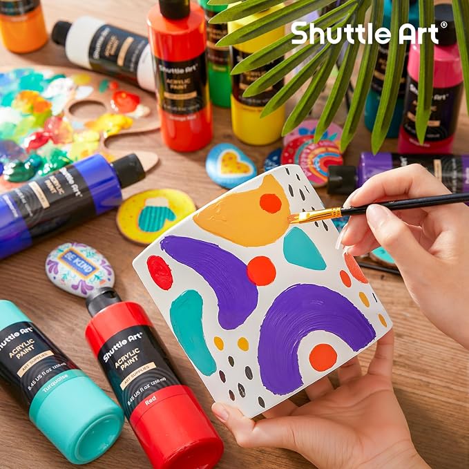 Shuttle Art 12 Colors Acrylic Paint, 250ml/8.45oz Bottles Acrylic Paint Set - Image 4