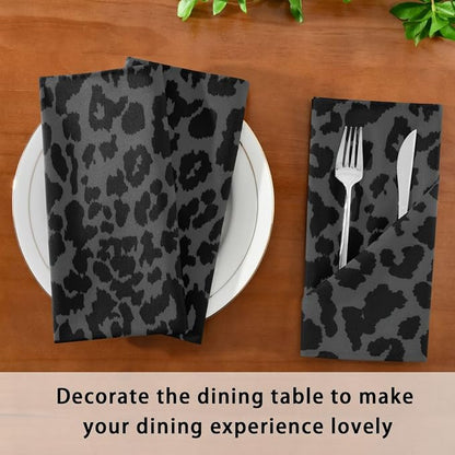 ALAZA Dark Gray Cheetah Leopard Print Cloth Napkins Set of 6, 20x20 Inch - Image 4