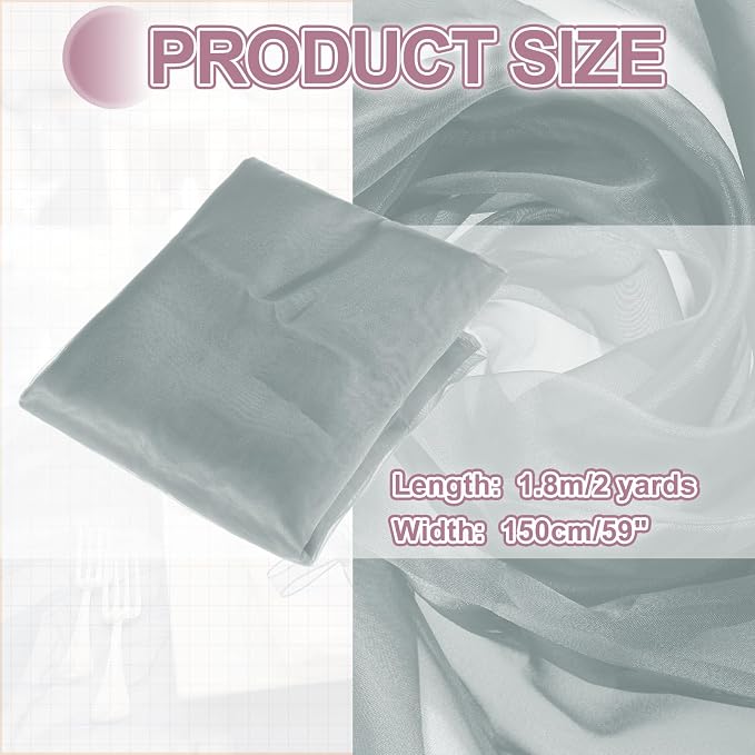 MECCANIXITY Iridescent Sheer Organza Fabric, 2 Yards x 59 Inches Solid - Image 2