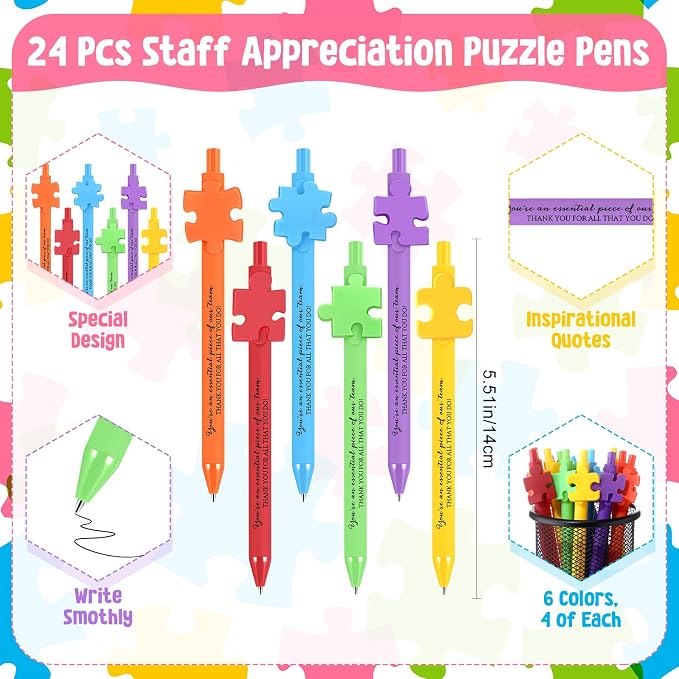 Eaasty 24 Pcs Employee Appreciation Gifts Bulk Inspirational Puzzle Pens Thank - Image 2