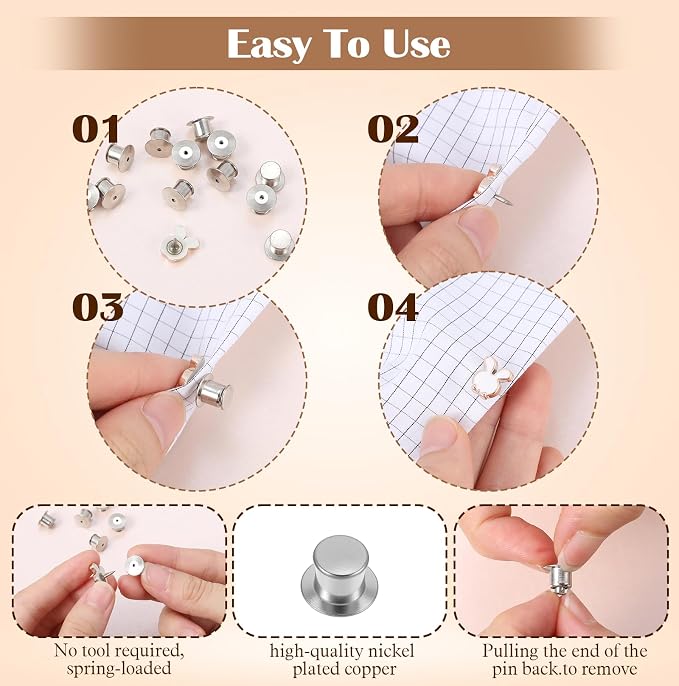 40pcs Locking Pin Back, Metal Locking Pin Backs - Image 4