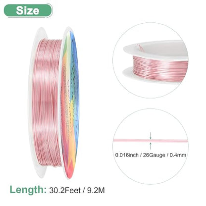 0.4 mm/26 Gauge Copper Wire for Jewelry Making, 30.2FT Copper Beading Craft - Image 3