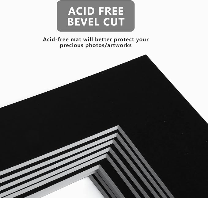 10 Pack Pre-Cut 11 x 14 Black Picture Mats - Image 5