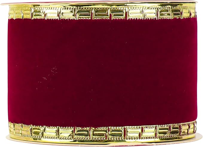 MEEDEE Burgundy Velvet 2.5 Inch Dark Red Christmas Ribbon 10 Yards Wired - Image 9