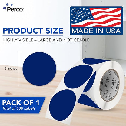 Perco Dark Blue 3-Inch Round Circle Dot Sticker Labels - Image 2