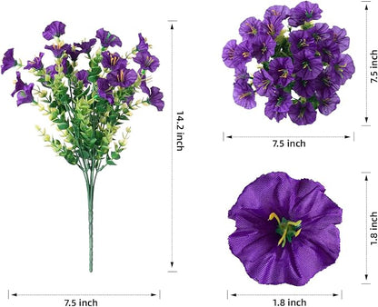 Artificial Flowers Fake Plants for Outdoors Decoration, 12 Bundles Purple Silk - Image 6
