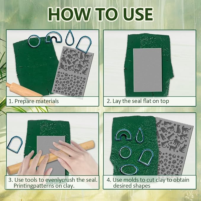 CHGCRAFT 16 Sheets 16 Styles Animals Dandelions Polymer Clay Texture Mat - Image 3