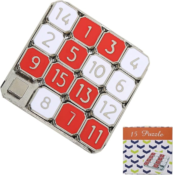 Metal Number Slide 15 Puzzle Red and White Number Sliding Puzzle Educational by Unknown