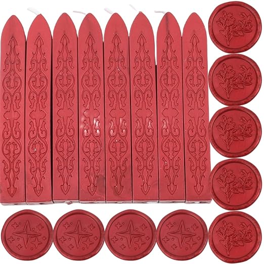 8Pcs Sealing Wax Sticks with Wicks, Wine Red Waxs Seal Stick Great by ONWINPOR