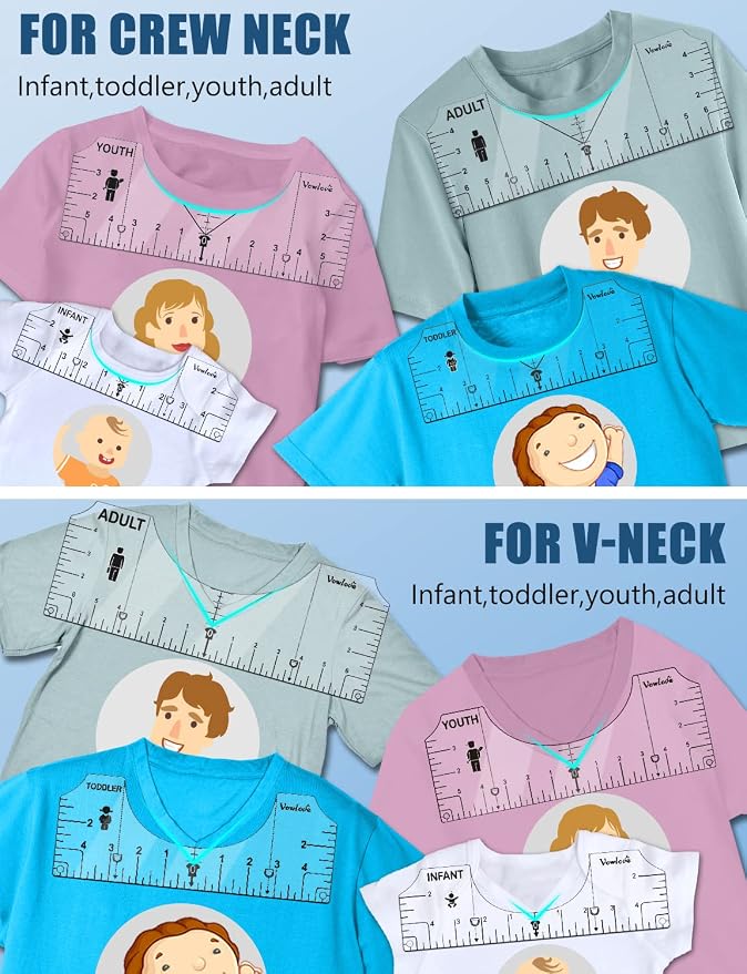 Vowlove T-Shirt Ruler Guide Alignment Tool to Center Designs, All Size Tshirt - Image 3