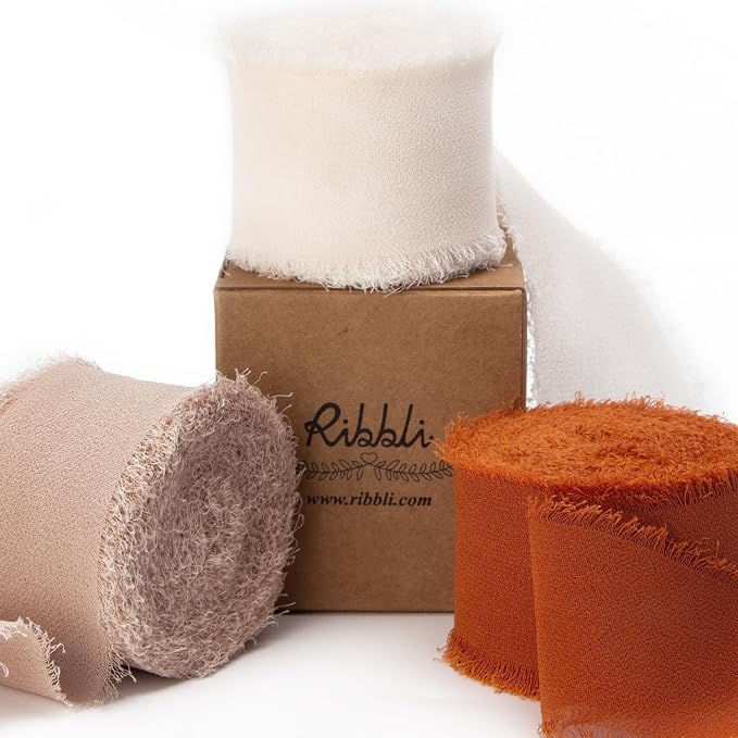 Ribbli Fall Chiffon Ribbon 1.5 inch x 30 Yard Handmade Silk, by Ribbli
