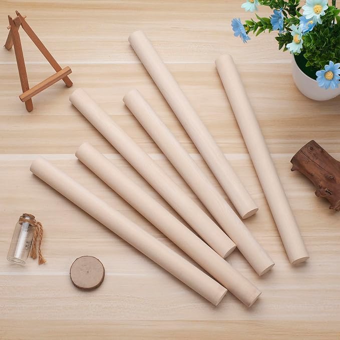 Wooden Dowel Rods Wood Dowels for Crafts, Thick Macrame Dowels, Unfinished Hard - Image 5