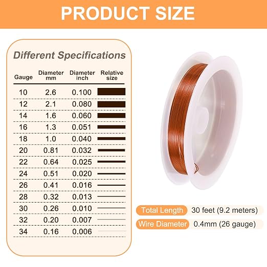 HARFINGTON 30ft Jewelry Wire, 26 Gauge Brass Craft Soft Metal Tarnish Resistant - Image 2