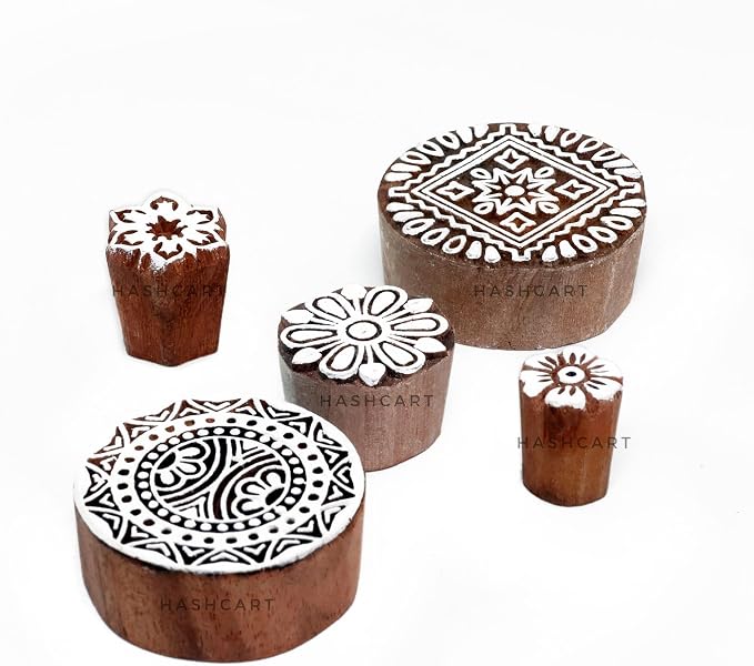 Wooden Stamps for Block Printing on Saree Border, Tattoo by Hashcart