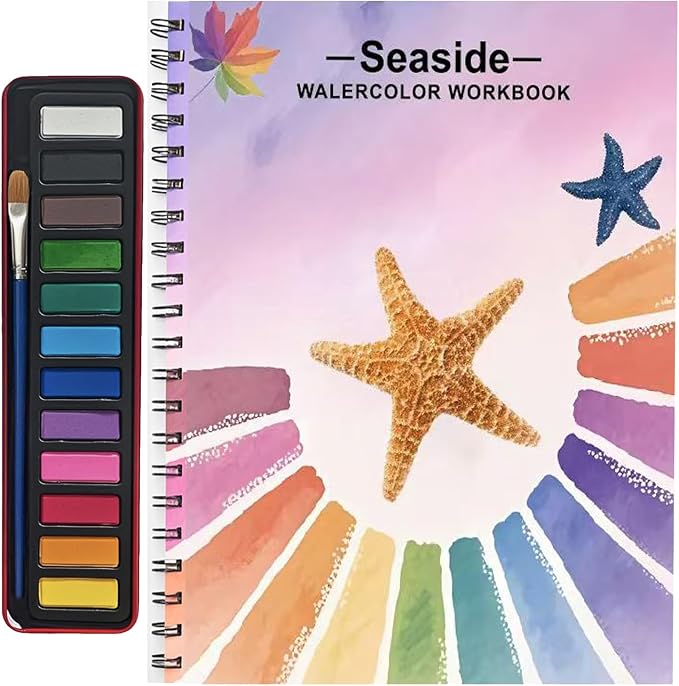 Watercolor Workbooks, Beginner Watercolor Painting Kit – 12 Colors Paint Set by Unknown